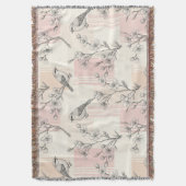 Couverture Fleur de oiseau vintage Toile Rayure (2) (devant Vertical)