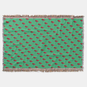Couverture Fleur de pavot rouge et bleu sur vert