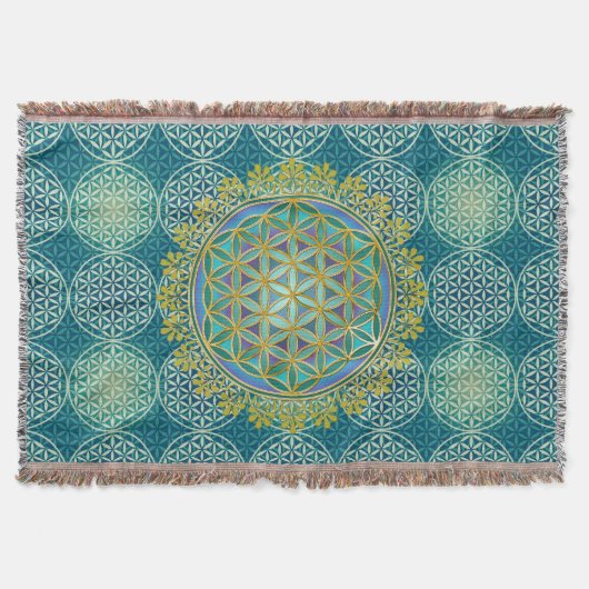 Couverture Fleur de vie - motif de timbre - cyan (Devant)