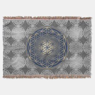 Couverture Fleur de vie - motif de timbre - gris