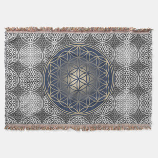 Couverture Fleur de vie - motif de timbre - gris