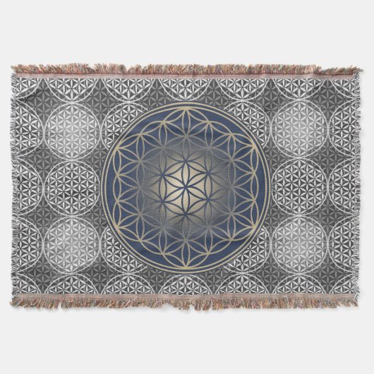 Couverture Fleur de vie - motif de timbre - gris (Devant)