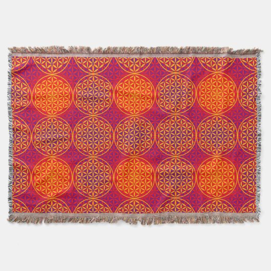 Couverture Fleur de vie - motif de timbre - rose orange (Devant)