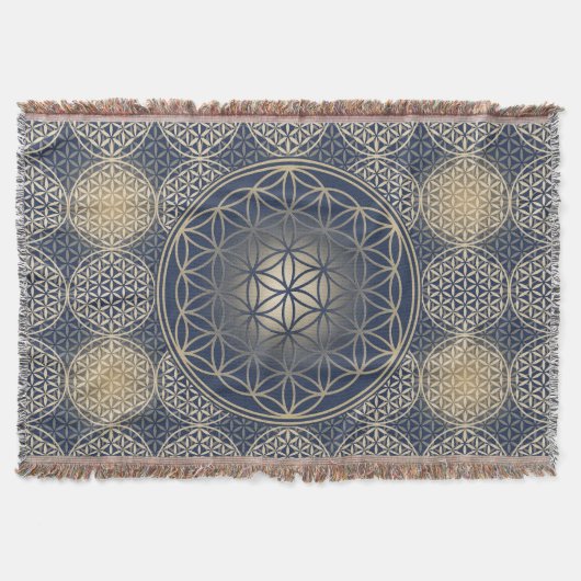 Couverture Fleur de vie - motif de timbre - sable bleu (Devant)