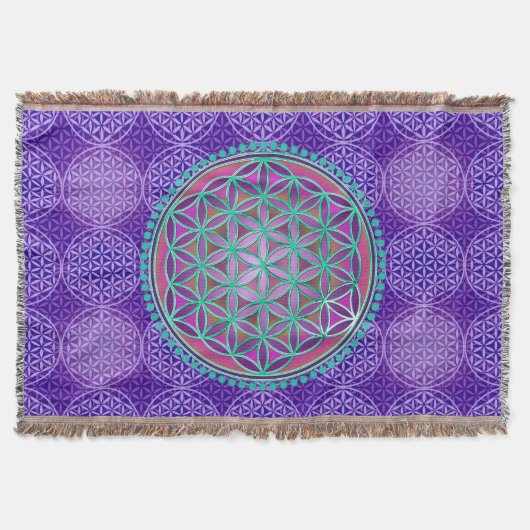 Couverture Fleur de vie - motif de timbre - violet (Devant)