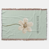 Couverture Fleur en faux tricot vert menthe et crème (Devant)