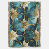 Couverture Fleur Japonaise Sarcelle Or (devant Vertical)