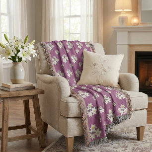 Couverture Fleur plum pourpre avec motif de lys blanc