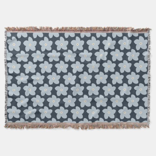 Couverture Fleur Rétro Bleu Clair Et Navy (Devant)