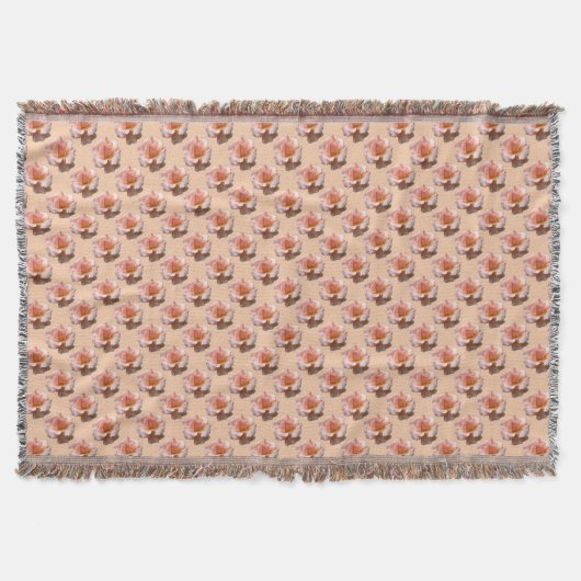 Couverture Fleur Rose Pêche Rose Couvre Lit Cadeau (Devant)