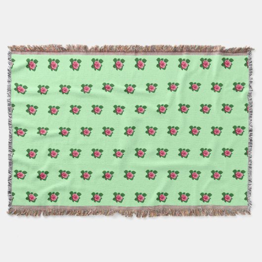 Couverture Fleur rose rose Motif sans couture sur vert clair (Devant)
