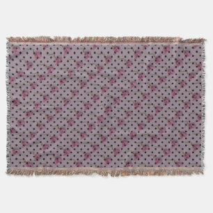 Couverture Fleur rose violet et pois noirs