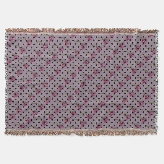 Couverture Fleur rose violet et pois noirs (Devant)
