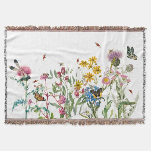 Couverture Fleur sauvage d'aquarelle Insectes Floral Spring G (Devant)