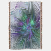 Couverture Fleur verte abstraite moderne fractale violette (devant Vertical)