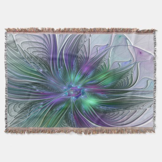 Couverture Fleur verte abstraite moderne fractale violette (Devant)