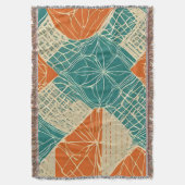 Couverture Fleurs abstraites sarcelle, orange et beige (devant Vertical)