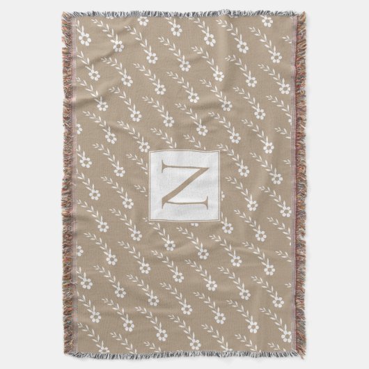 Couverture Fleurs blanches motif et monogramme rustique (devant Vertical)