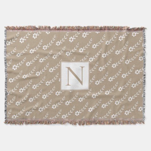 Couverture Fleurs blanches motif et monogramme rustique (Devant)