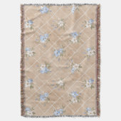 Couverture Fleurs Bleues Blanches Beige (devant Vertical)