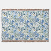 Couverture Fleurs Bleues Blancs Aquarelle Chic (Devant)