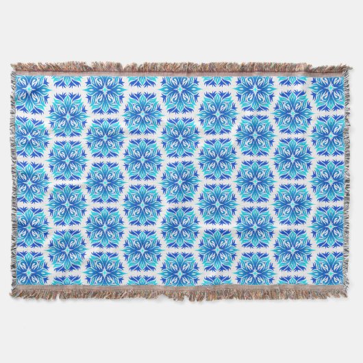 Couverture Fleurs Bleues, Motif De Fleurs, Modèle Floral (Devant)