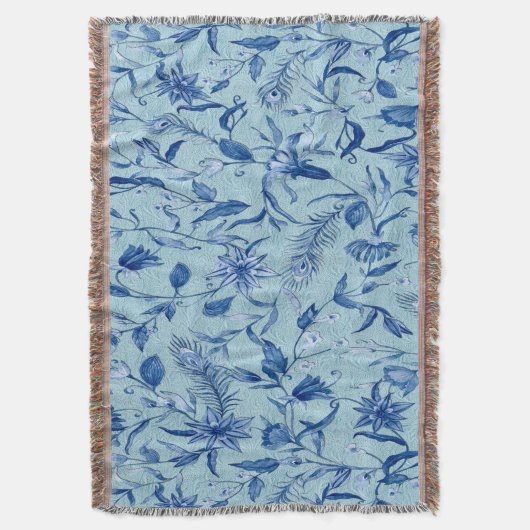 Couverture Fleurs bleues turquoises sur support de texture sc (devant Vertical)