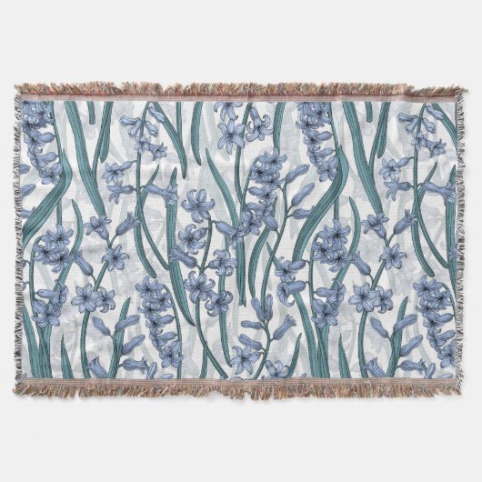 Couverture Fleurs Blue Hyacinth sur blanc (Devant)