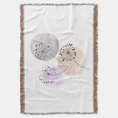 Couverture Fleurs Boho Zen Dandelion Sur Cercles Bleus Rose (devant Vertical)
