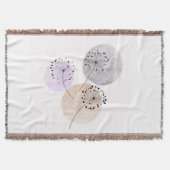 Couverture Fleurs Boho Zen Dandelion Sur Cercles Bleus Rose (Devant)