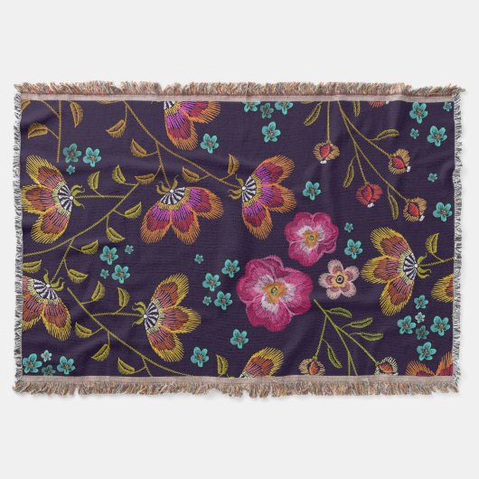 Couverture Fleurs brodées : mode sans couture motif (Devant)