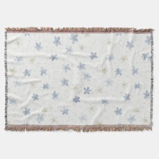 Couverture Fleurs Crème Bleu Chic (Devant)