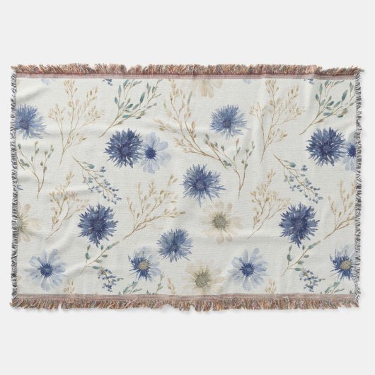 Couverture Fleurs Crème Bleue (Devant)