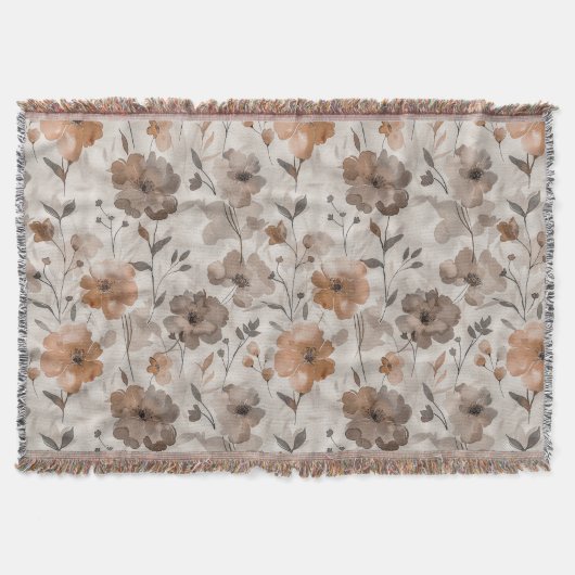 Couverture Fleurs Crème Orange Marron (Devant)