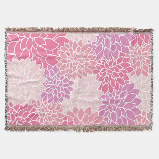 Couverture Fleurs Dahlia, Motif De Fleurs, Dahlia Rose (Devant)