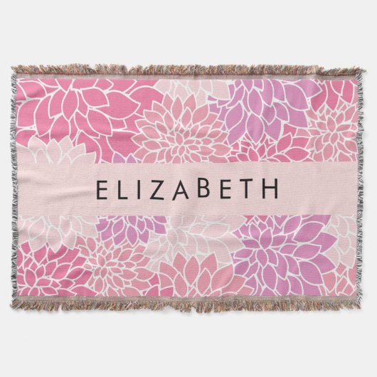 Couverture Fleurs Dahlia Roses, Motif De Fleurs, Votre Nom (Devant)