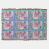 Couverture Fleurs d'amour Aquarelle Bleu Moderne Jeu tapis (Devant)