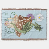 Couverture Fleurs de Champignon Dragon Fantastique Vert Capri (Devant)