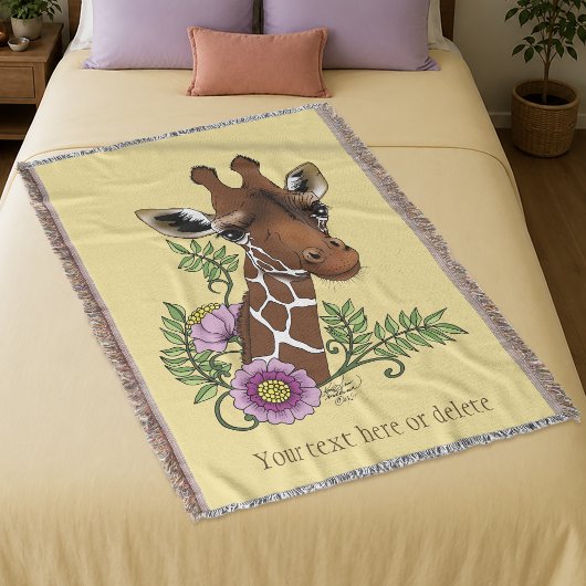 Couverture Fleurs de girafe jaune faune mignonne