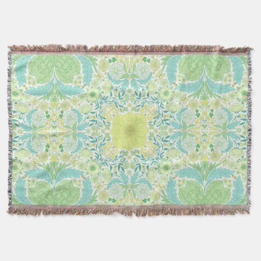 Couverture Fleurs de jardin rétro en vert et jaune (Devant)