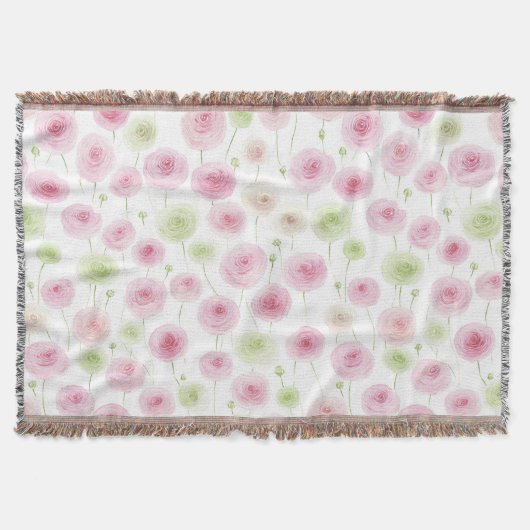 Couverture Fleurs de ranunculus rose menthe (Devant)
