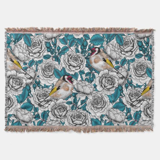 Couverture Fleurs de roses blanches et oiseaux d'or (Devant)