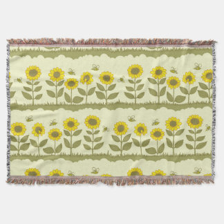 Couverture Fleurs de soleil, abeilles, motif mignon sans soud