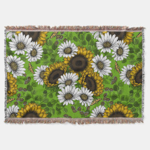 Couverture Fleurs de soleil et marguerites, jardin d'été