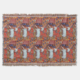 COUVERTURE FLEURS D'IMAGINAIRES UNICORNES ET MÉDIÉVAUX, MOTIF