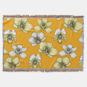 Couverture Fleurs d'orchidées jaune et blanc