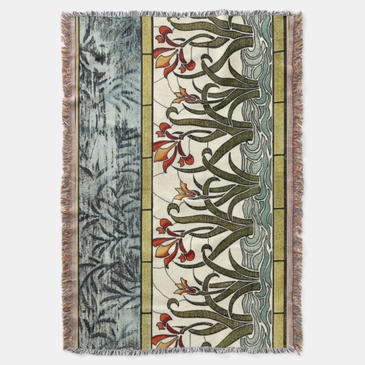 Couverture Fleurs en verre tendu avec bordure en tan (devant Vertical)