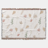 Couverture Fleurs Feuilles Crème Rose  (Devant)