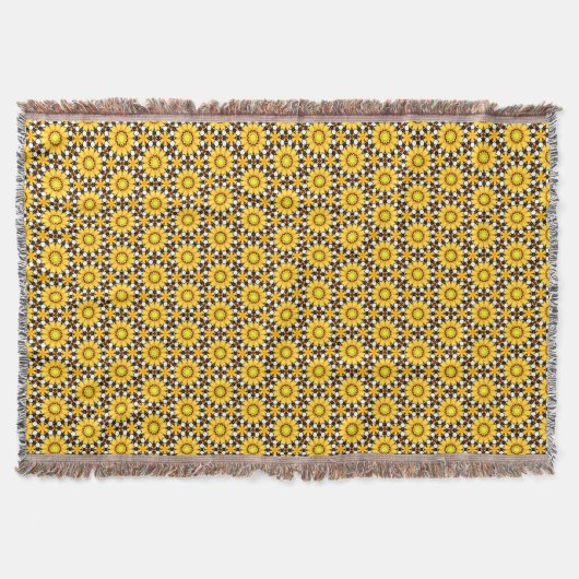 Couverture Fleurs Jaunes Soleil Blanche Whimsical Thon (Devant)