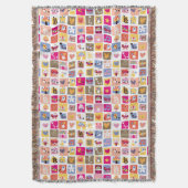 Couverture fleurs mignonnes, oiseaux, motif de carrés de (devant Vertical)